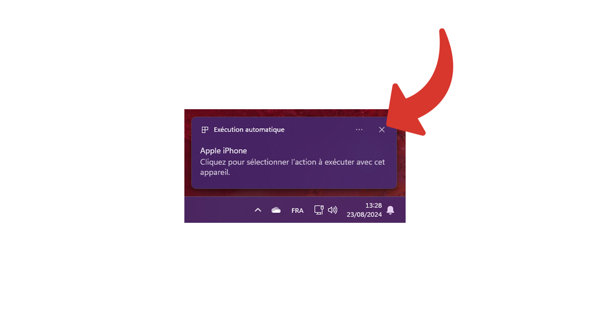 Fermer la notification qui s'affiche sur Windows quand l'iPhone est branché © Clubic