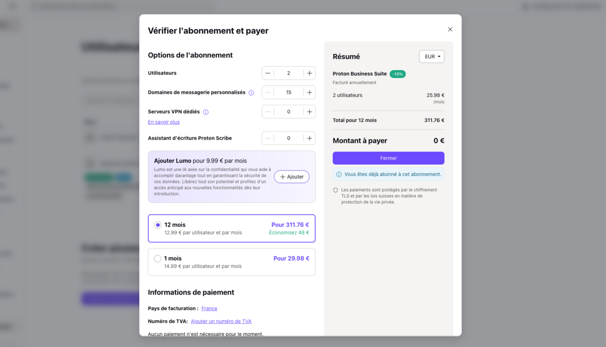 Gestion des utilisateurs dans Proton Mail for Business