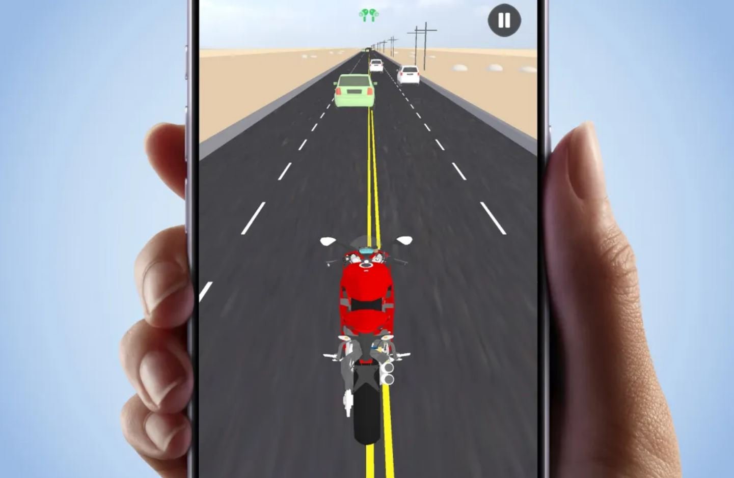 Piloter une moto avec des AirPods, c'est tout le concept de RidePods - Race with Head. ©Apple