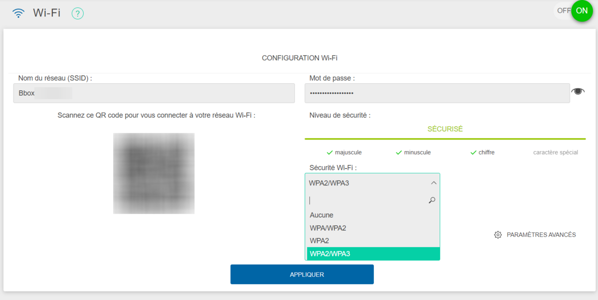 Il est possible de vérifier et modifier la norme de sécurité Wi-Fi depuis l'interface de gestion en ligne de sa box. © Clubic.com