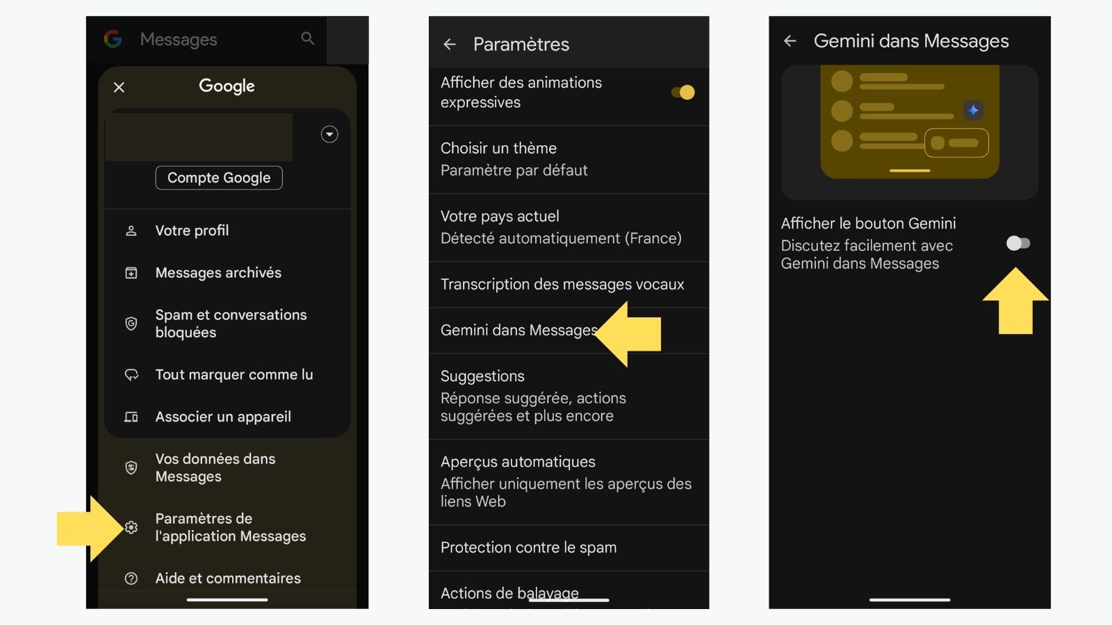 Désactivez Gemini dans Messages © Google