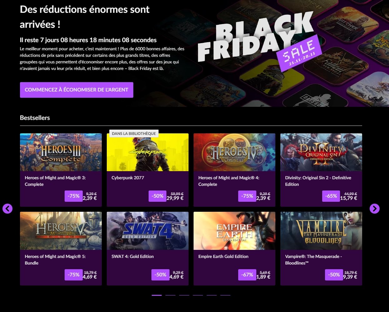 GOG lance ses offres Black Friday © Capture d'écran Clubic