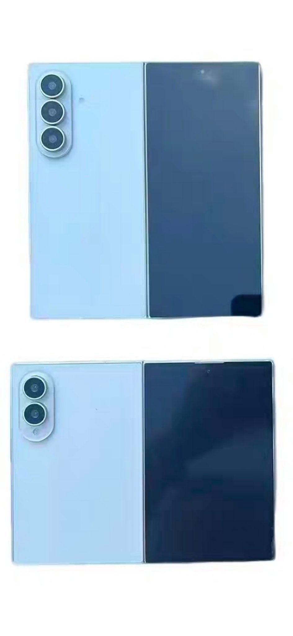 Le Galaxy Z Fold 8 en haut, et le Z Fold 8 Ultra en bas. © UniverseIce