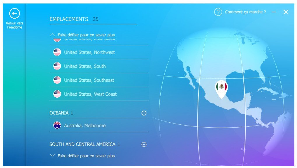 F-Secure Freedome VPN - serveurs