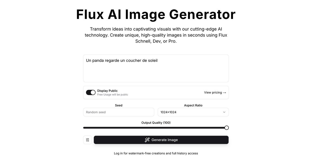 Un générateur d'images boosté à l'IA © Flux AI Image Generator 