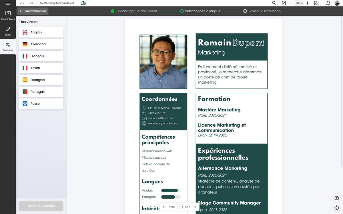 Traduction de PDF - © Clubic