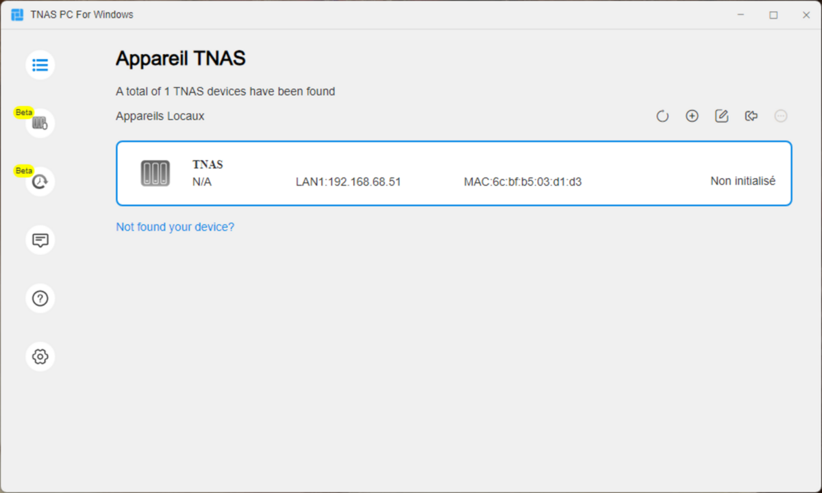 TNAS PC permet d'identifier très rapidement le NAS sur le réseau. ©Nerces pour Clubic