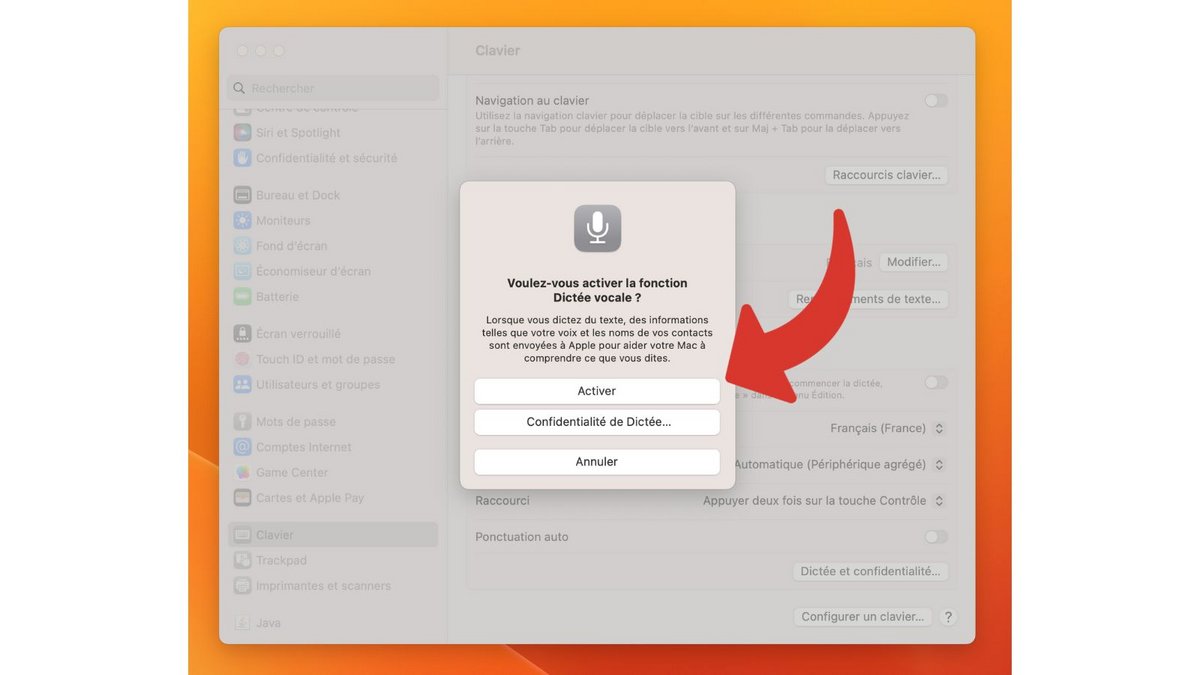 Autorisation de microphone pour la dictée vocale sur macOS © Clubic