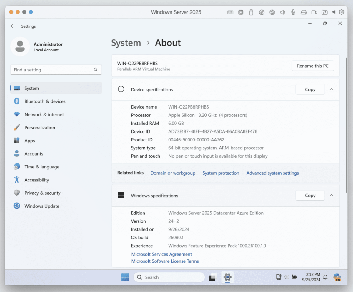Parallels Desktop prend désormais en charge Windows Server 2025, une première depuis la transition vers Apple Silicon ! © Parallels