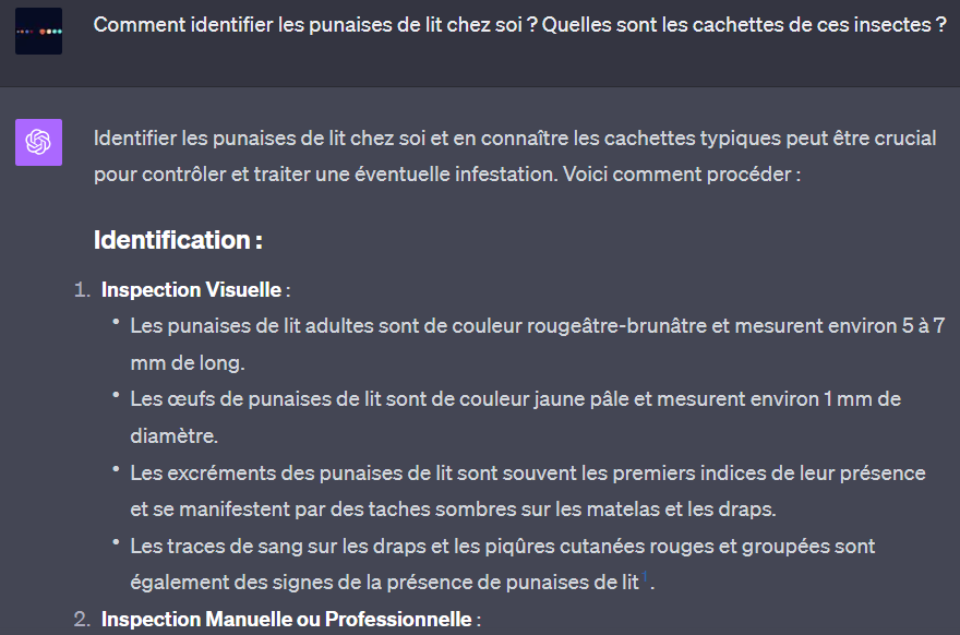 ChatGPT punaise de lit identifier