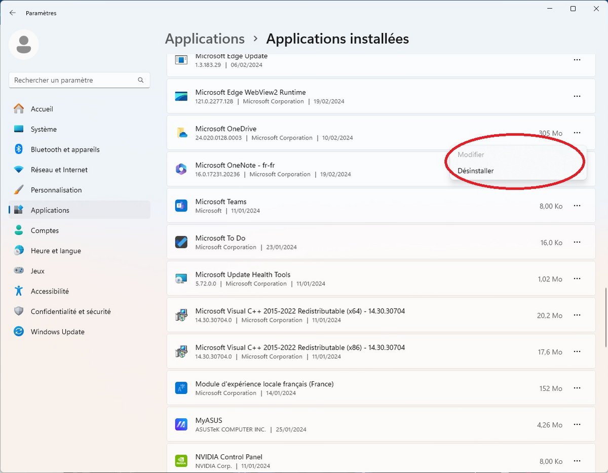 Désinstaller OneDrive Windows11 - © Clubic