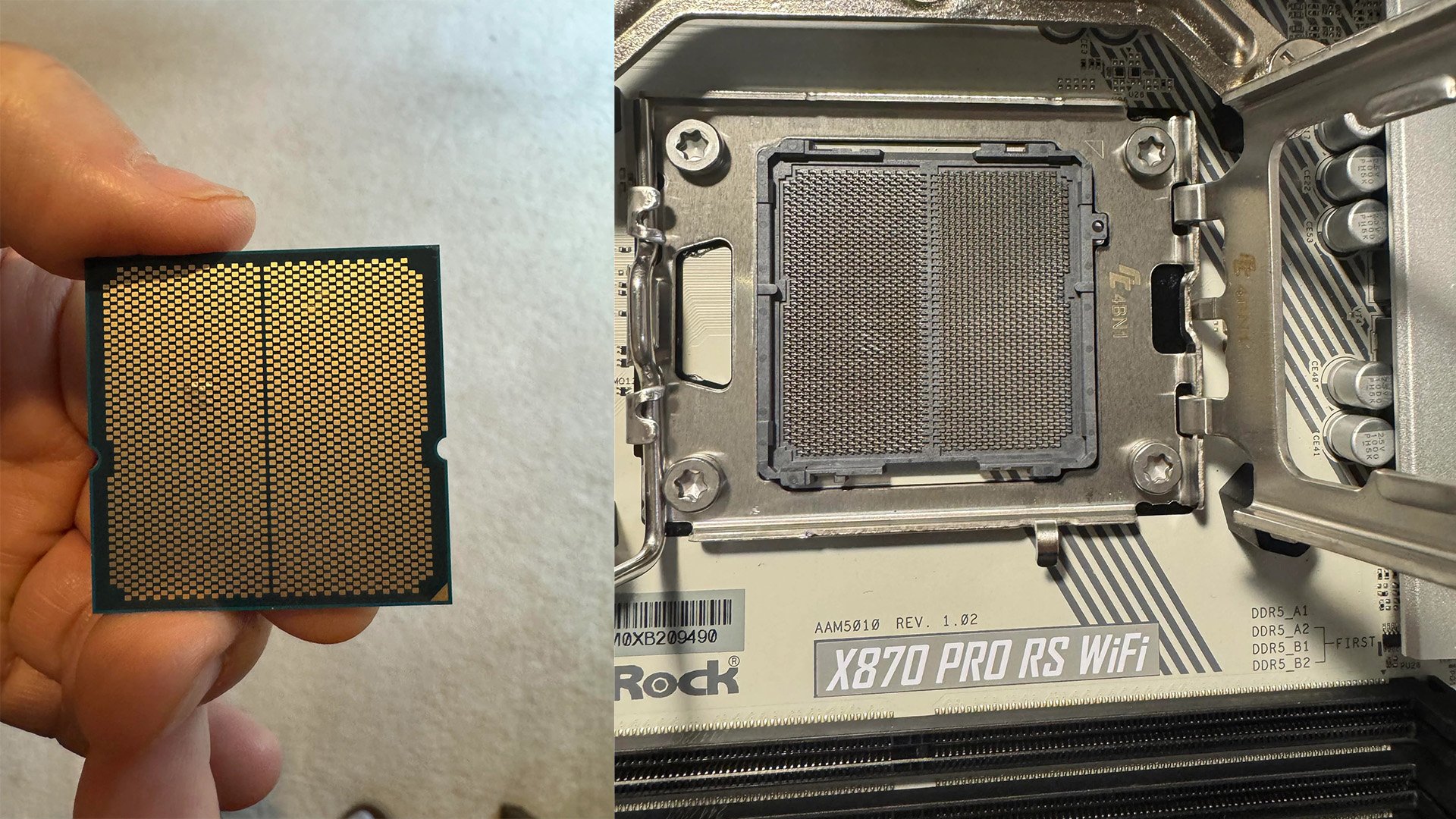 Le renflement est bien visible sur le processeur AMD Ryzen 9 9950X3D © VideoCardz