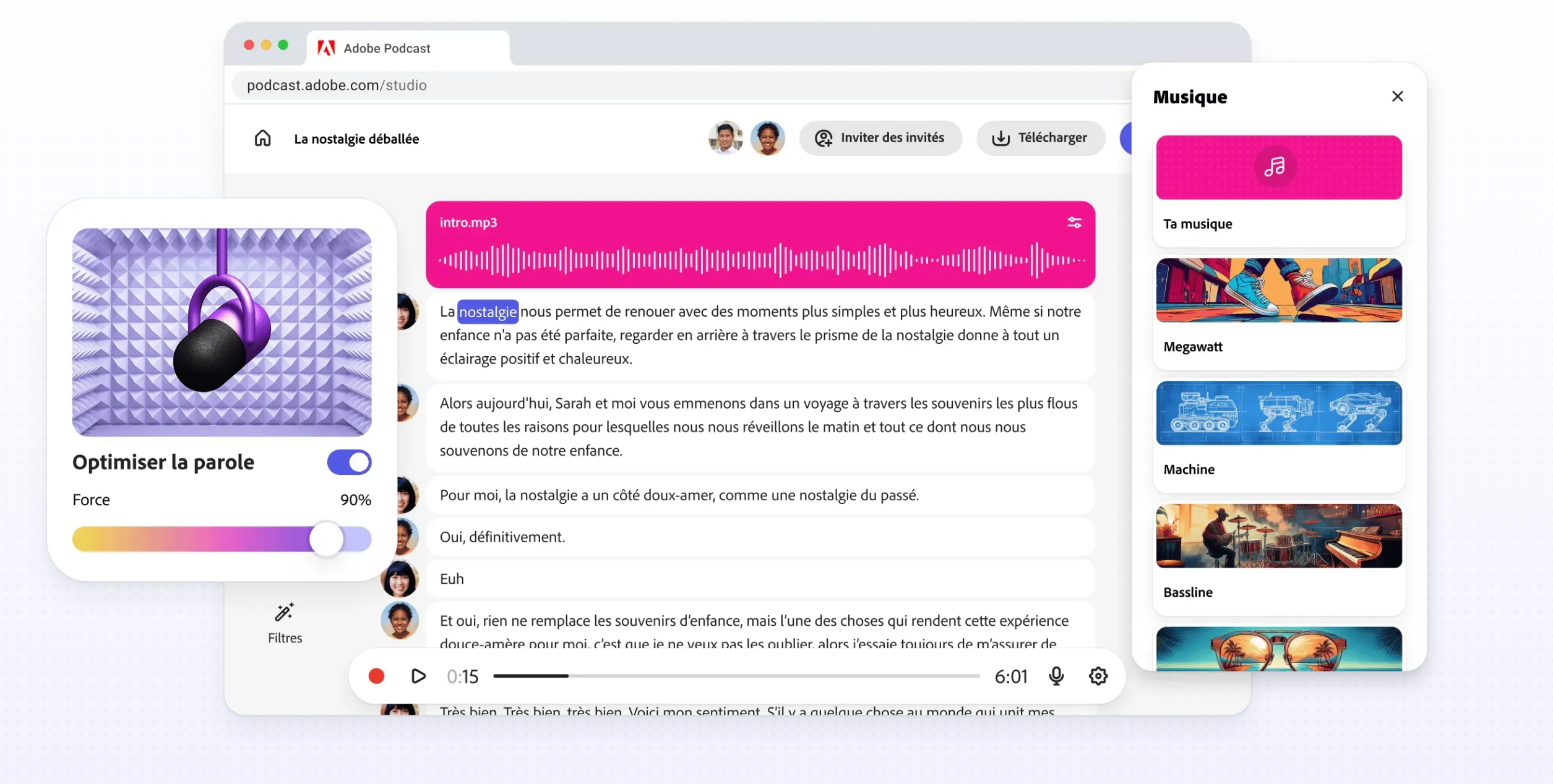 Le module « Mic Check » d’Adobe Podcast analyse votre micro et l’environnement d’enregistrement pour optimiser la qualité audio avant la prise de son - © Adobe