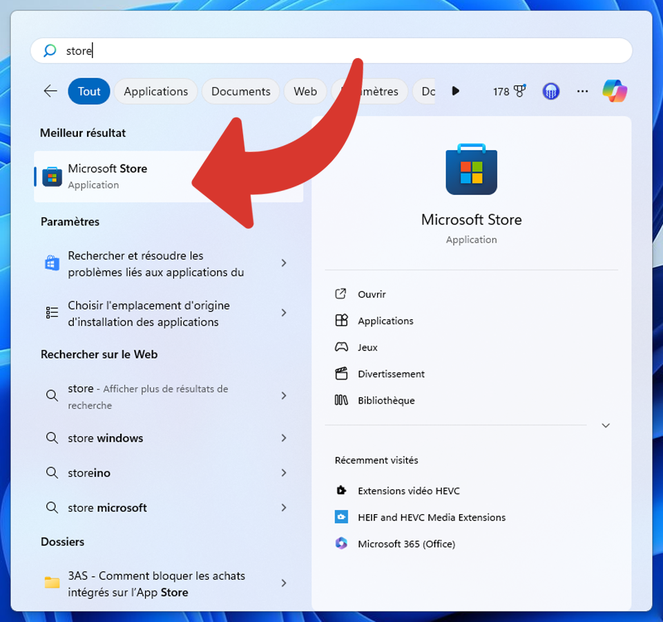 Rechercher le Microsoft Store © Clubic
