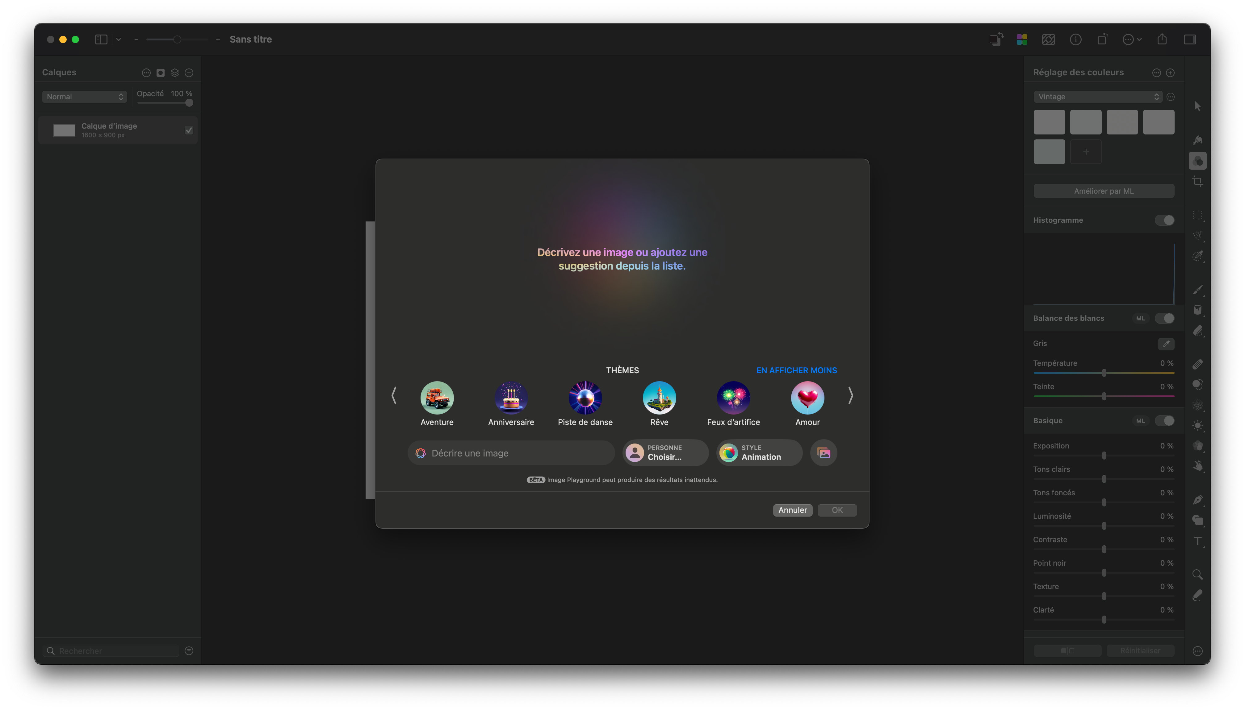 Image Playground dans Pixelmator Pro 3.7 ©Clubic