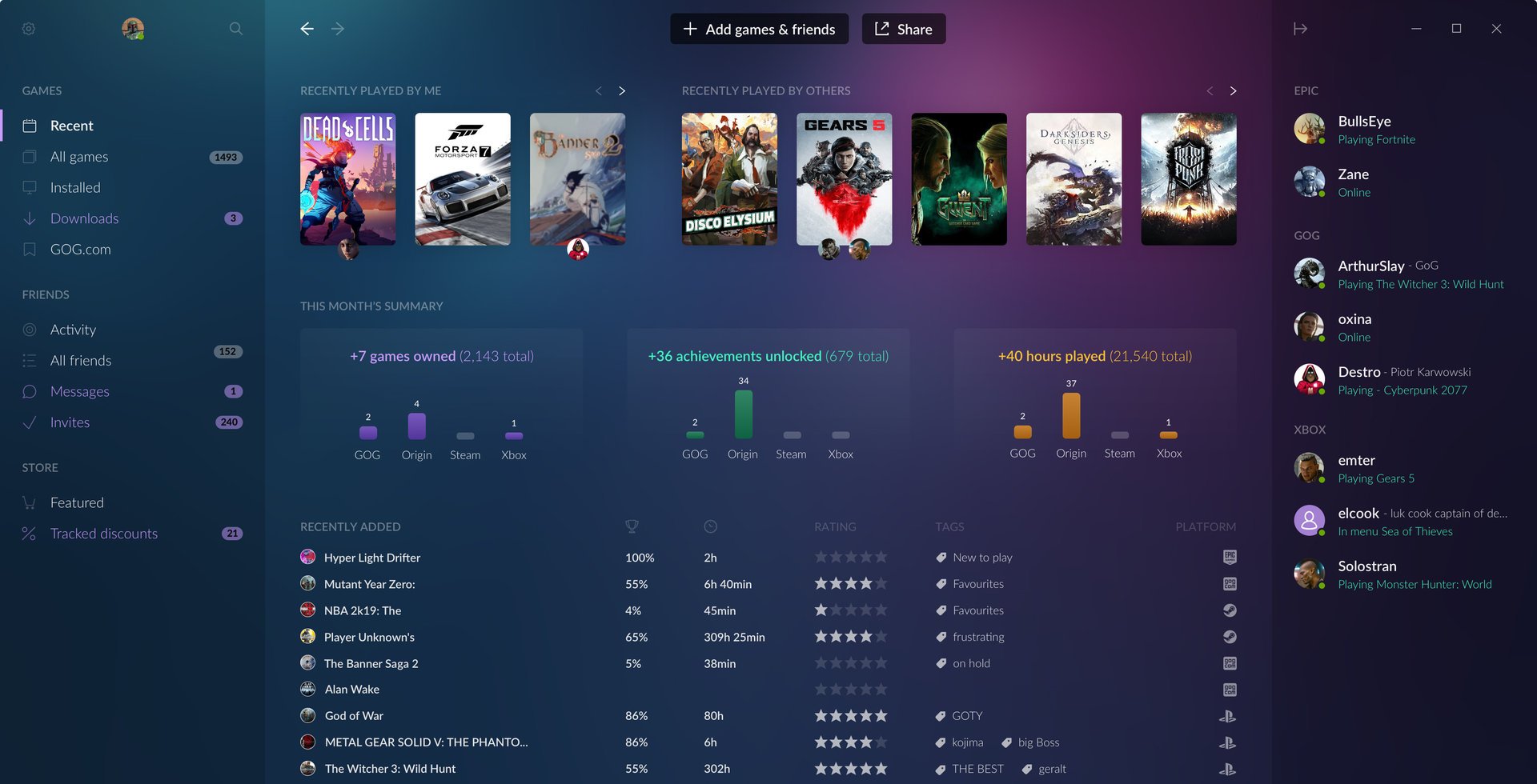 Le client GOG Galaxy 2.0 a révolutionné la plateforme GOG. © GOG