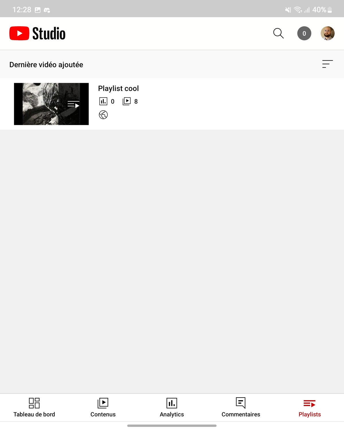 Youtube Studio playlist