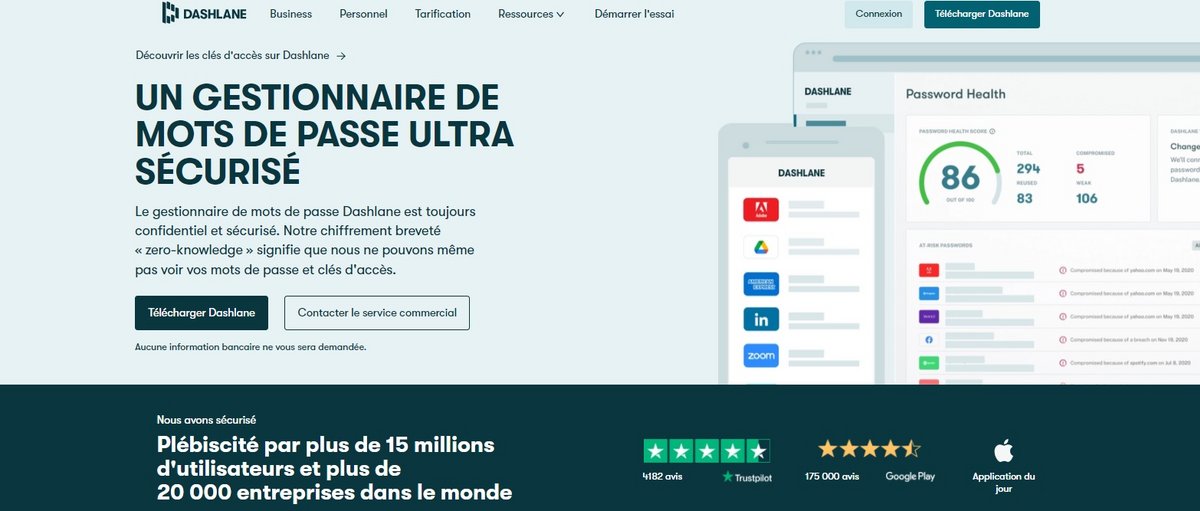 Dashlane - gestionnaire de mots de passe français depuis 2012