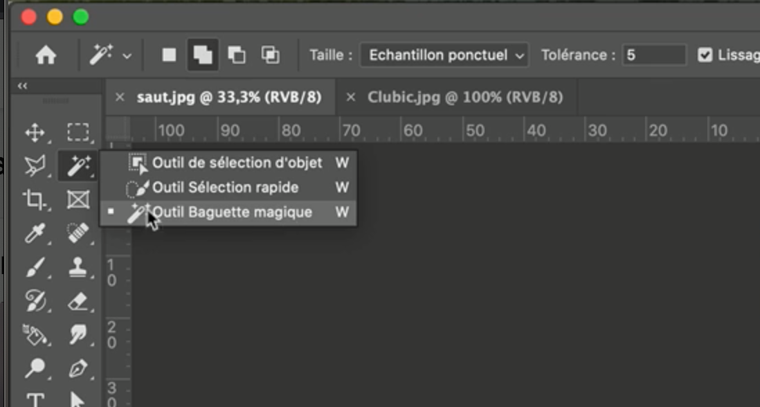 Selectionnez le bon outil