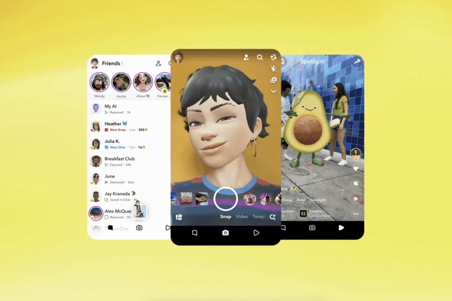 L'interface qui était en train d'être testée par Snapchat. ©Snap