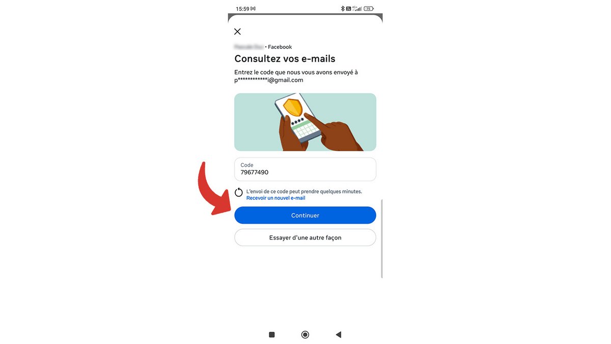 Code de validation pour changement de mot de passe Facebook © Pascale Duc pour Clubic