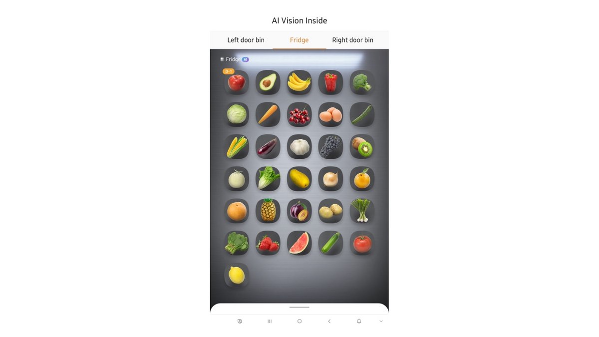 Une vue complète des aliments dans le réfrigérateur © Samsung