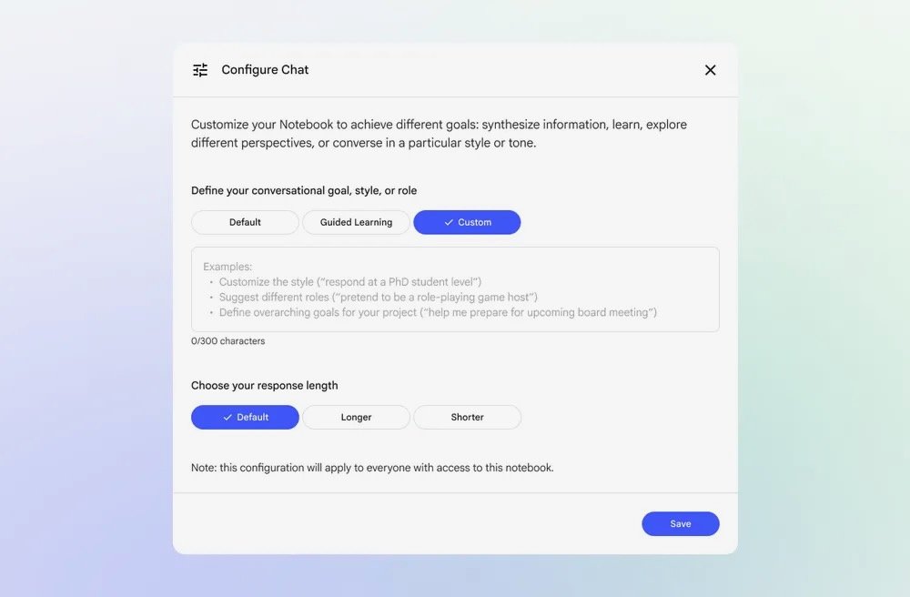 Personnalisez vos échanges avec NotebookLM. ©Google