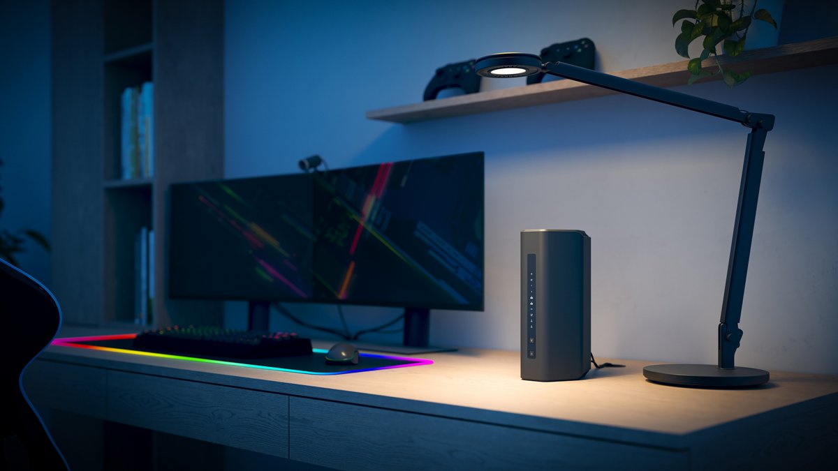 Le routeur Wi-Fi 7 tri-bande Nighthawk RS300 s'avère assez compact et plutôt élégant. ©️ Netgear