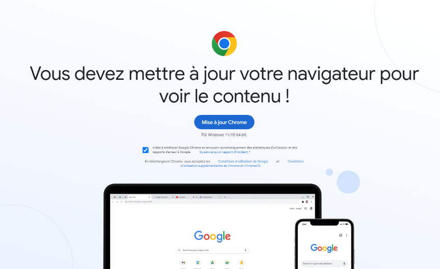 Capture d'écran d'une fausse mise à jour Google Chrome © Proofpoint