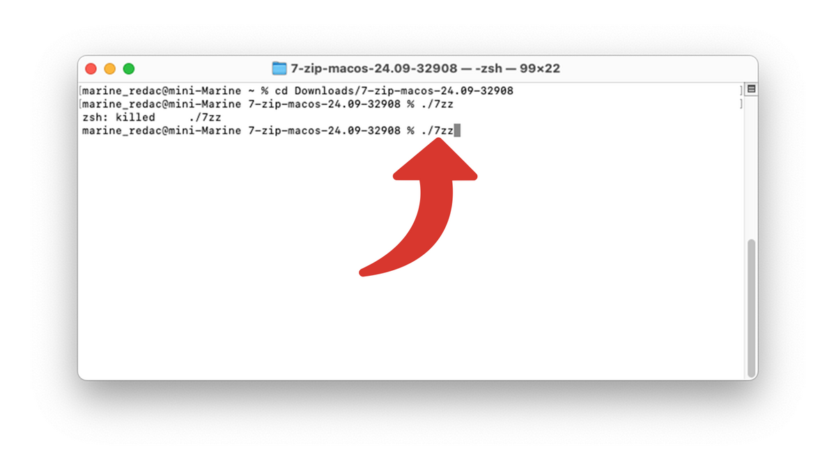 Insérer la commande pour installer 7-Zip sur Mac © Clubic