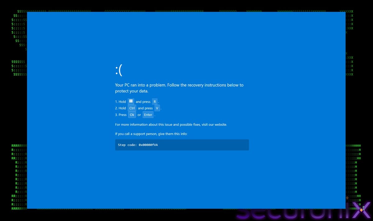 La fausse page de réservation Booking incite à cliquer sur un bouton de rechargement qui débouche sur un BSOD factice incitant à exécuter une commande malveillante. © Securonix