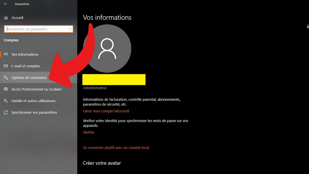 Windows 10 - Options de connexion