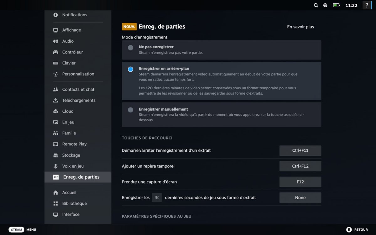 Steam vous donne la possibilité d'enregistrer vos parties © Valve / Steam