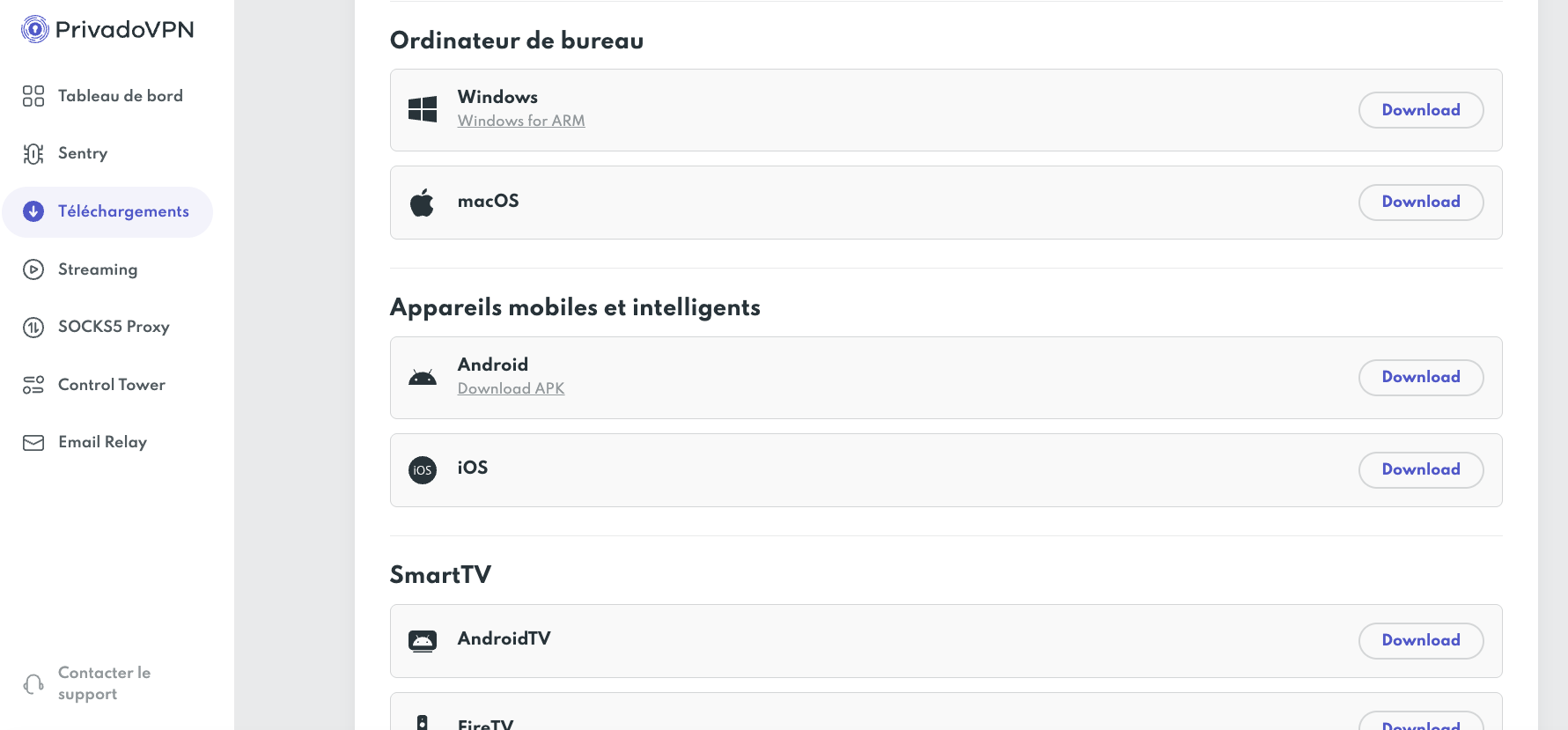 PrivadoVPN - Les plateformes et OS compatibles avec le VPN. © Clubic