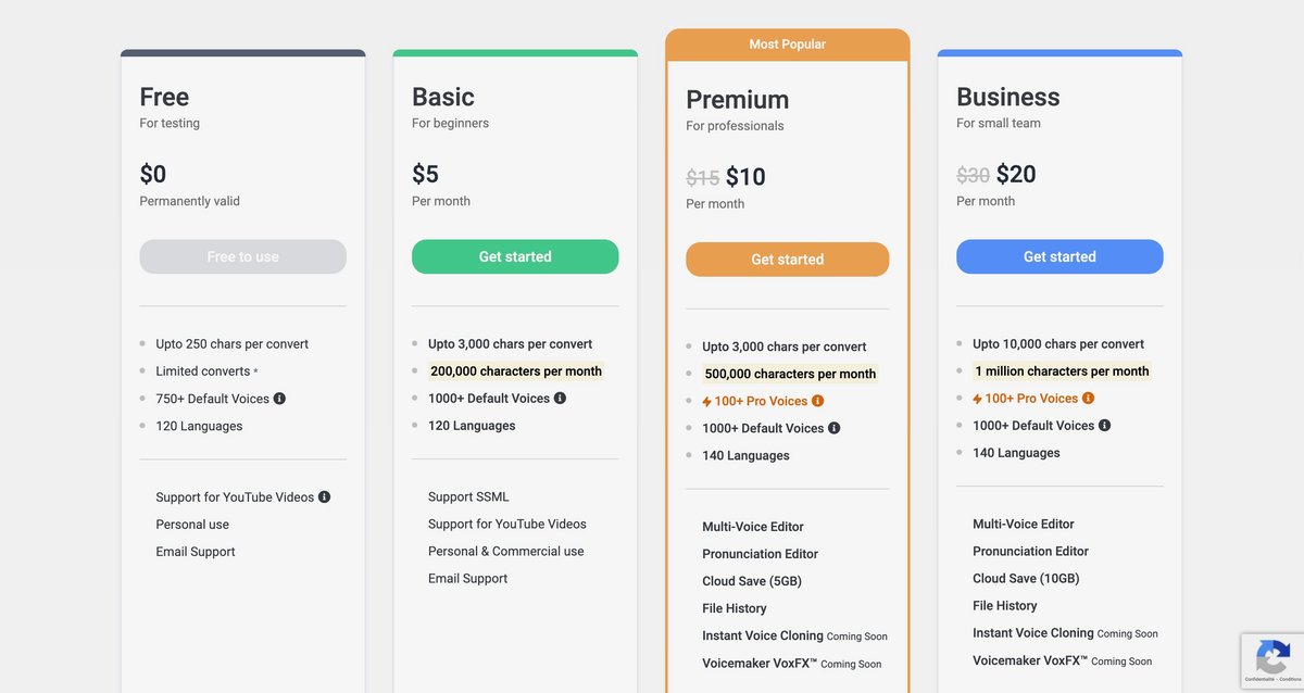 Des abonnements adaptés à tous les besoins © Voicemaker Technologies