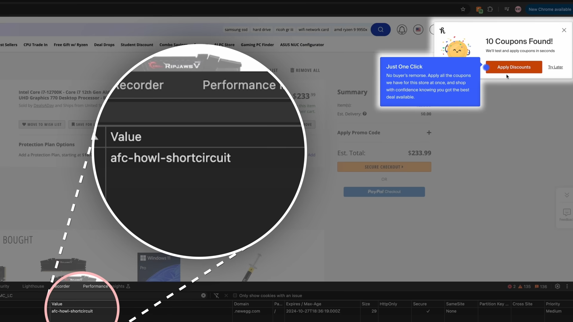 Honey remplaçait ou ajoutait discrètement un lien d'affiliation dans l'URL. © Honey