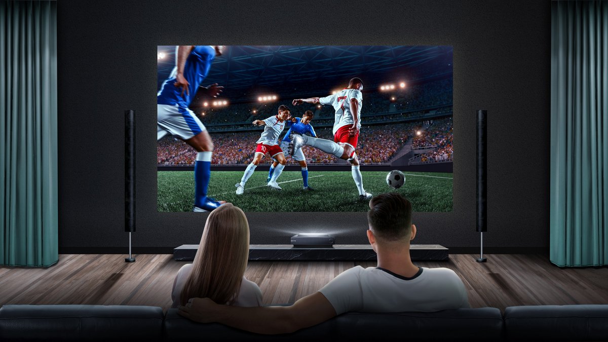 Le Laser TV est un vidéoprojecteur à ultracourte focale qui permet d'afficher des diagonales XXL. © Hisense