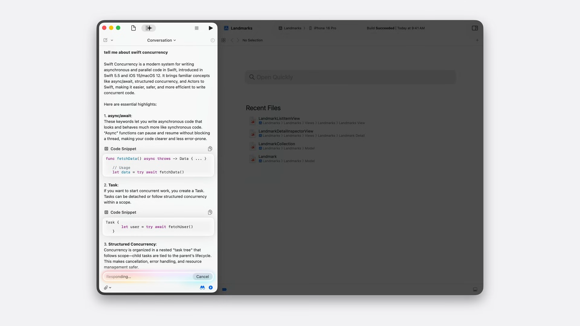 Xcode 26 va intégrer un chatbot, et celui-ci prendra en charge les modèles locaux comme Diffucode en plus d'outils plus connus comme ChatGPT. © Apple