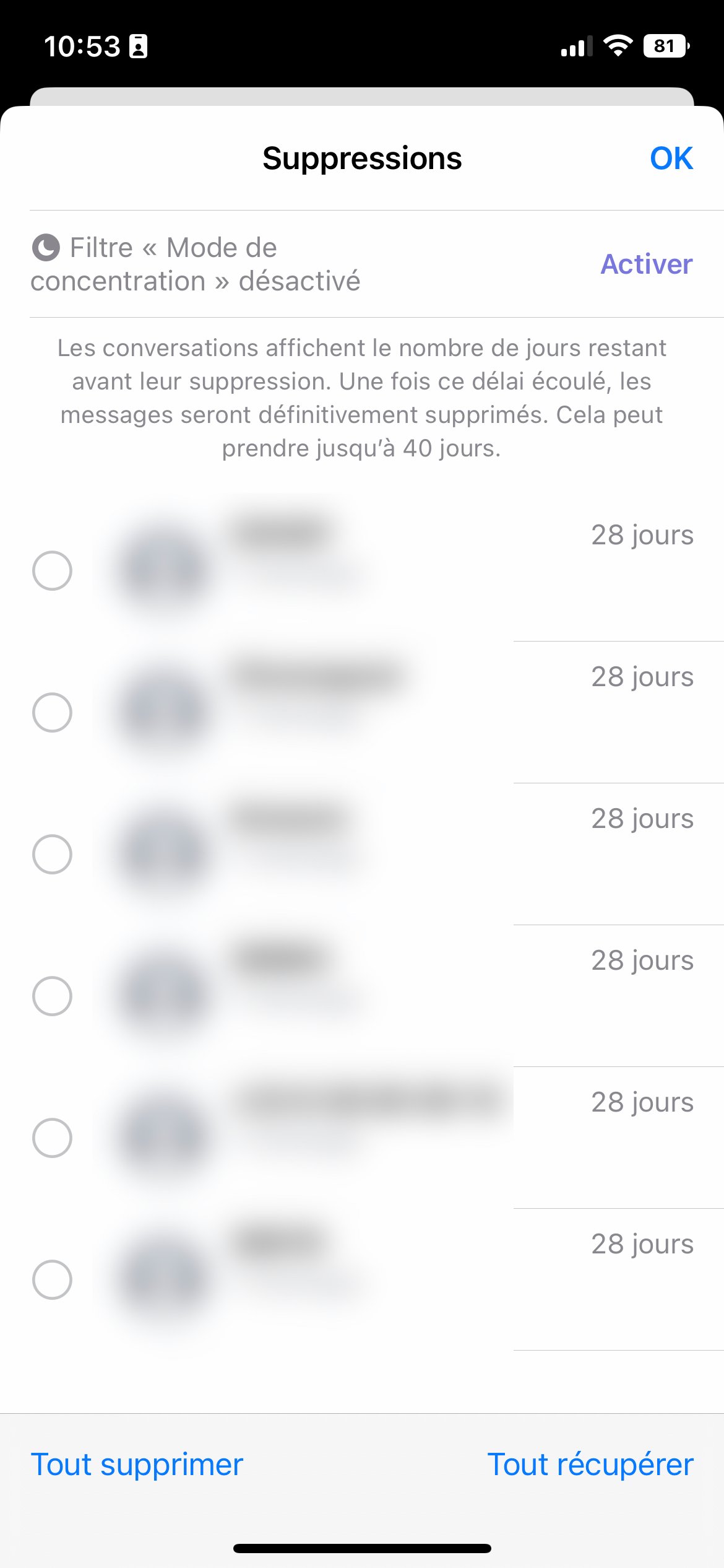 iOS 16 Messages supprimés