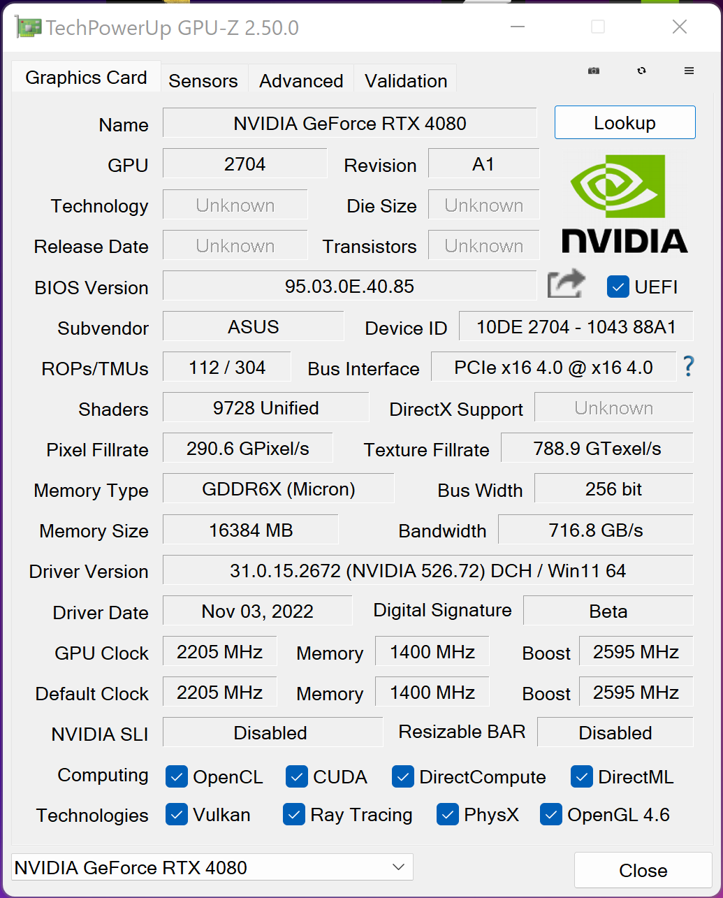 Avant de conclure cet état des lieux avec GPU-Z © Nerces