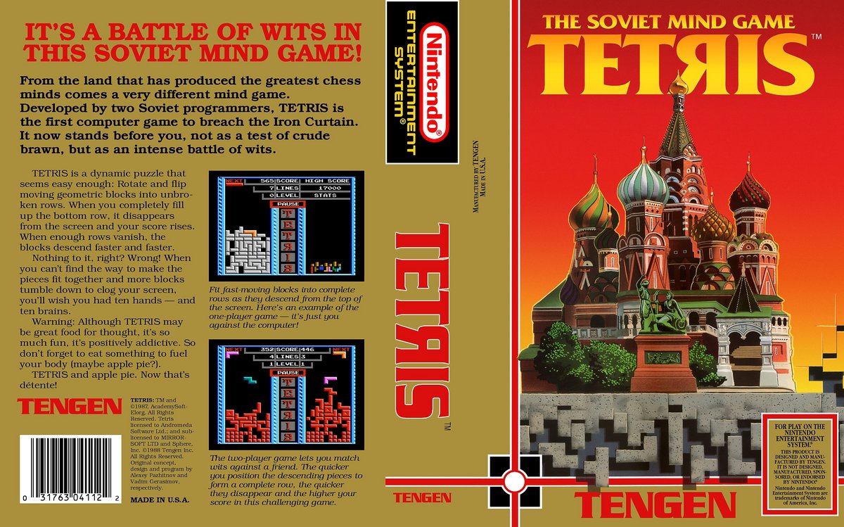 La version NES de Tetris signée Tengen, la branche d'édition d'Atari