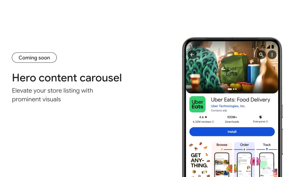 Un aperçu de la nouvelle version du Play Store dévoilé lors de l’I/O 2025. © Google