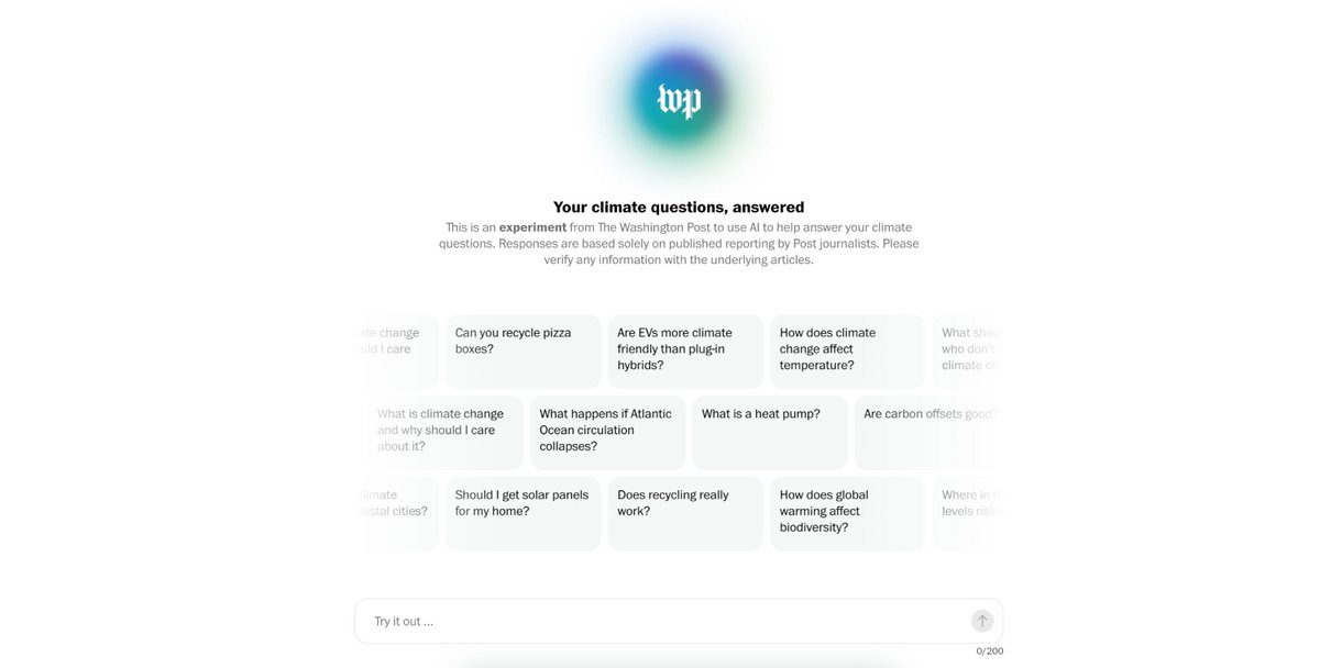 L'interface de Climate Answers. © Capture d'écran / Washington Post