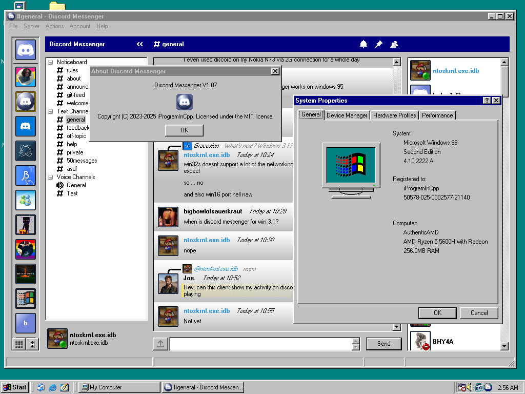 Exploit : il fait tourner Discord sur Windows 98, et ça roule (presque) tout seul ! © iProgramInCpp via X.com