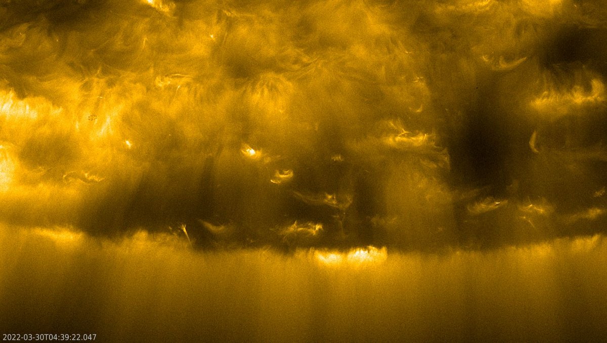 Le pôle Sud solaire, l'enfer en mouvement de plasma © ESA & NASA / Solar Orbiter / EUI Team