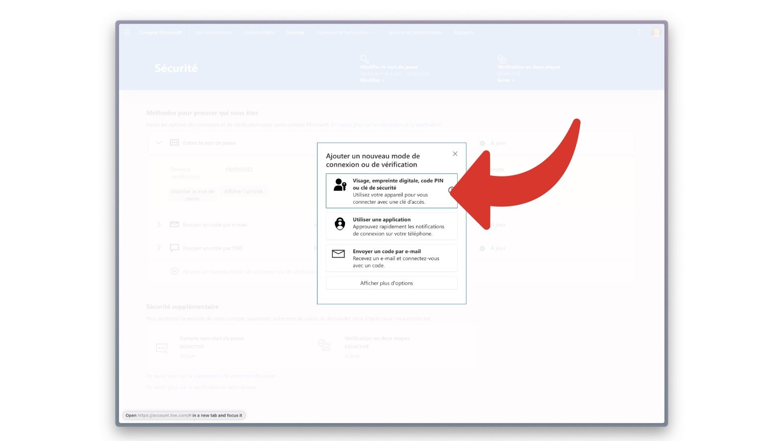 Compte Microsoft Creation Passkey - © Mathieu Grumiaux pour Clubic