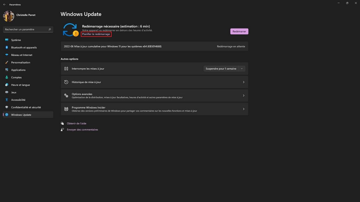 Windows Update redémarrer