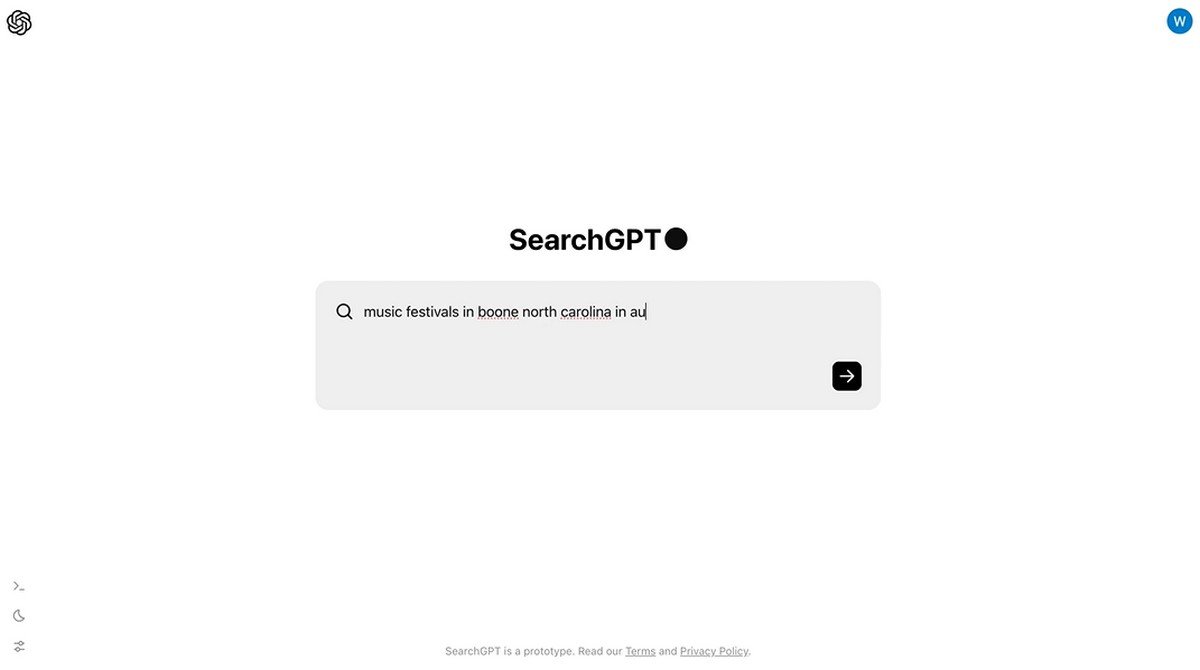 L'interface de SearchGPT, le prototype de moteur de recherche d'OpenAI. © OpenAI