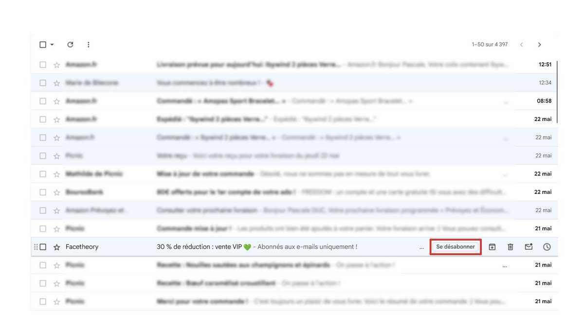 Se désabonner depuis la boîte de réception avec Gmail - © Pascale Duc