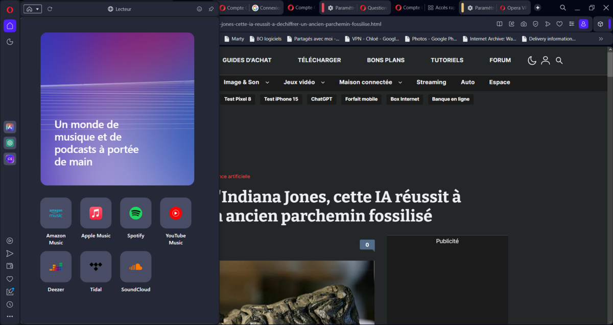 Opera - Le lecteur audio intégré avec des services de streaming